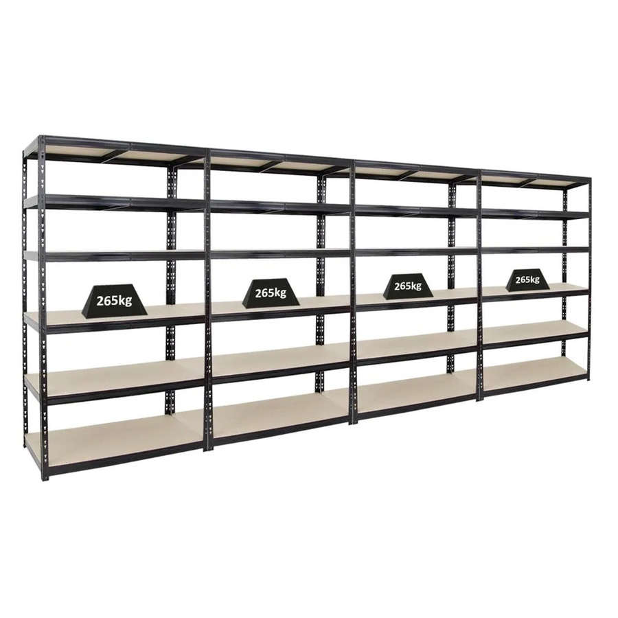 4x PROREGAL Schwerlastregal Giant Tiger XL, 6-Ebenen, Schwarz, H x B x T: 220 x 120 x 60 cm - Bild 2