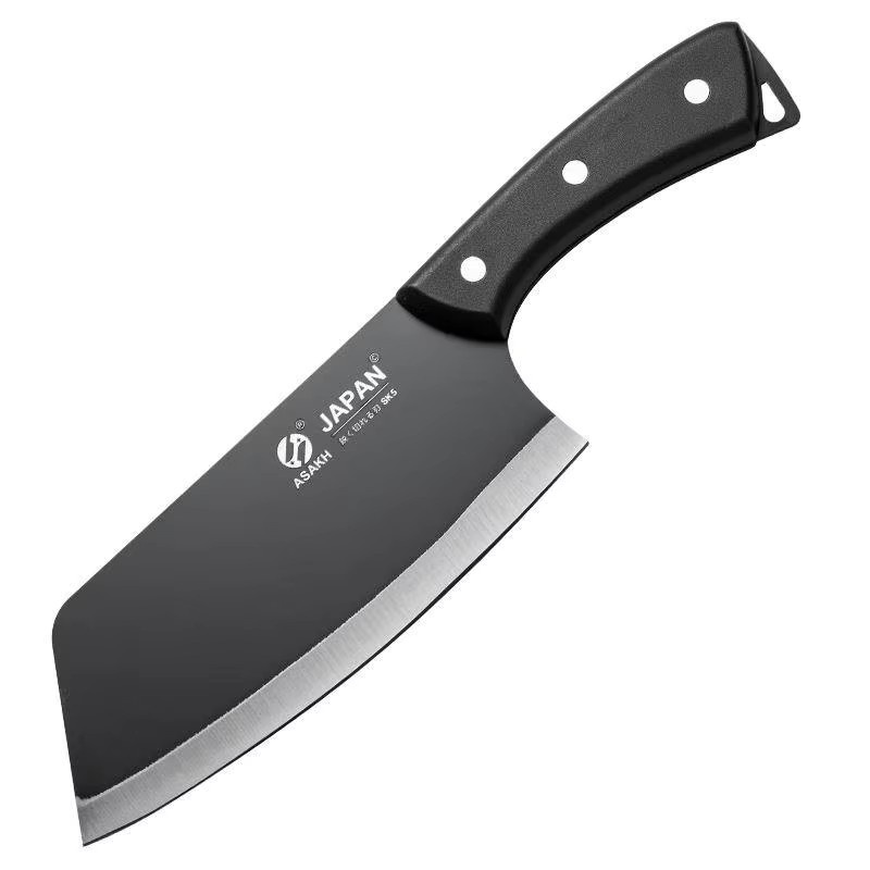 Scharfes Küchenmesser Cleaver aus Edelstahl in Schwarz mit Kunststoffgriff - Bild 6