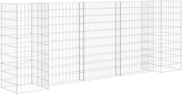 vidaXL H-förmiger Gabionen-Pflanzkorb aus Stahldraht in Silber, B/T/H: 260 x 40 x 100 cm - Bild 1