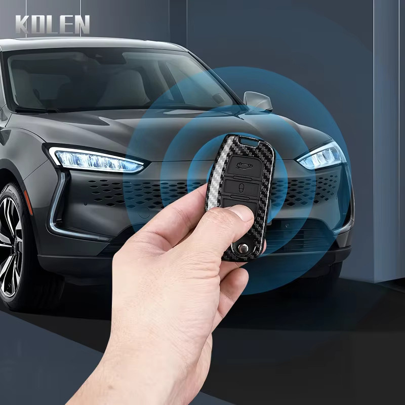 KOLEN Schlüsselhülle im Carbon-Faser-Stil für Ford Fiesta, Focus, C-Max, Ecosport, S-Max, Fusion und Mondeo in Schwarz - Bild 3