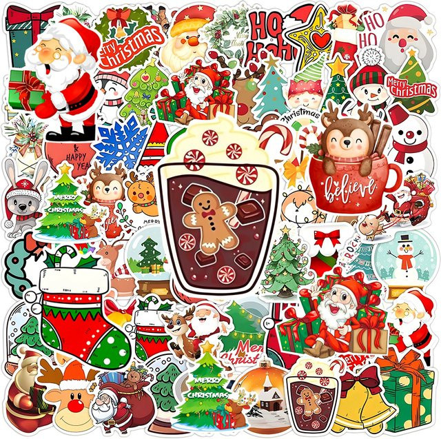 Rspctou Weihnachten Ästhetische Cartoon Aufkleber, Bunt, Kinder - Bild 1