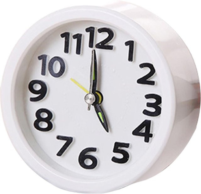 Tooarts Mini Digitaler Wecker Rund Weiß Stille Desktop Uhr mit Quarzwerk - Bild 1