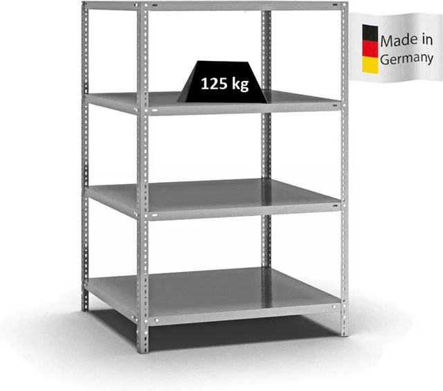 PROREGAL Fachbodenregal Light-Duty mit 4 Ebenen, verzinkt, Farbe Silber, H x B x T: 150 x 100 x 80 cm - Bild 1