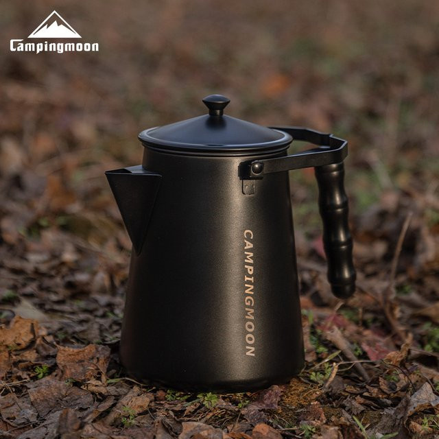 BKSW-6 Oma-Topf aus Edelstahl mit Titanbeschichtung in Silber und Schwarz, Outdoor-Kaffeekanne zum Übergießen für Camping, Picknick und Teezubereitung - Bild 1
