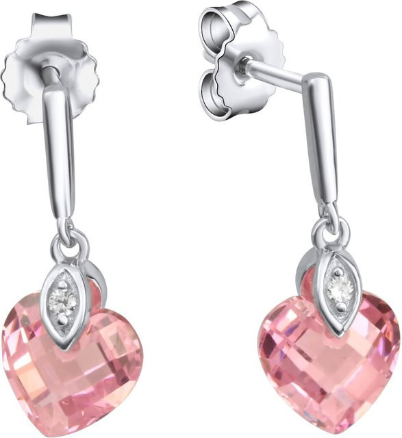 Zeeme Ohrringe, 925 Silber, Zirkonia, Herz, pink, Kinder - Bild 1