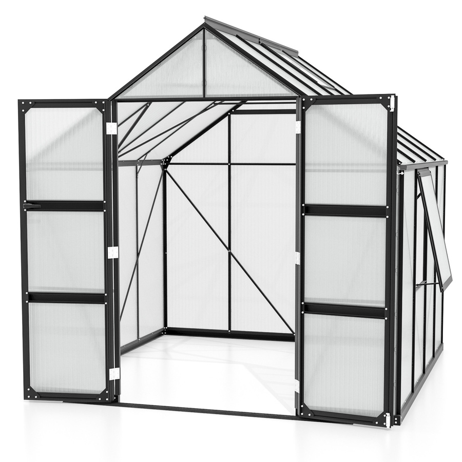 Vitavia Gewächshaus Olymp 6700 in Schwarz mit 6,7 m² Fläche, Polycarbonat-Platten und Stahlfundamentrahmen, B: 257 cm, T: 258 cm, H: 254 cm - Bild 2