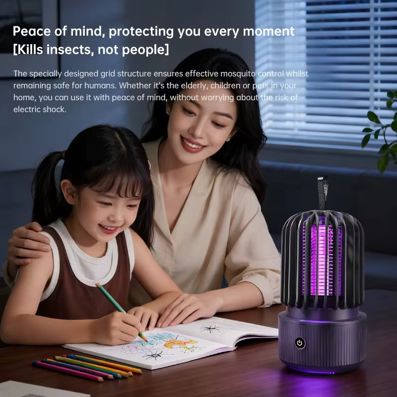 Lenovo 2-in-1 Insektenvernichter mit blauem UV-Licht und 1200 mAh Akku, wiederaufladbare Mückenlampe für Terrasse und Reisen - Bild 3