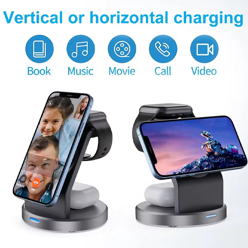 XIKCU Magnetisches kabelloses Ladegerät in Schwarz für iPhone, Apple Watch und AirPods - Bild 3