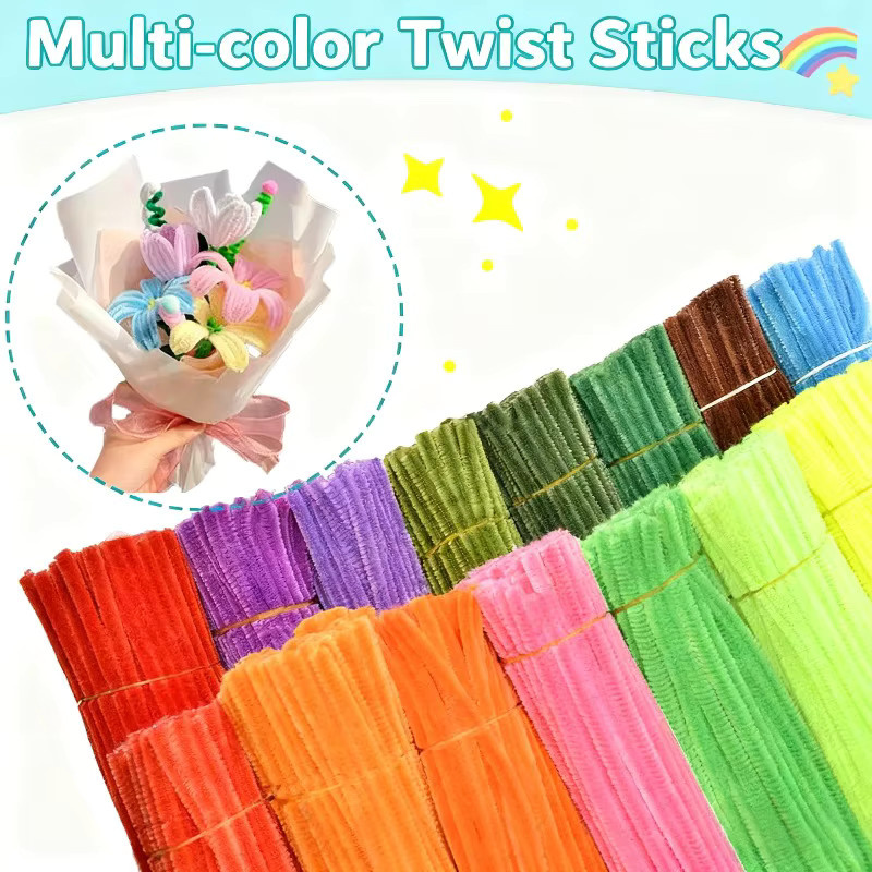100 Stück Chenille Stems Basteldraht in Bunt für DIY Handwerk Dekorationen - Bild 2