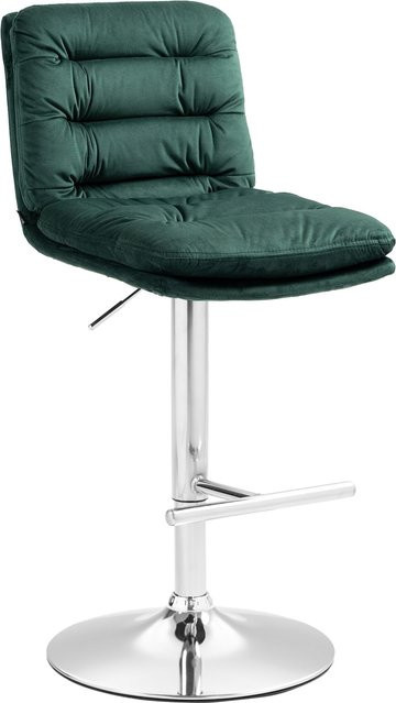 CLP Barhocker Damar mit Samtbezug, höhenverstellbarer und drehbarer Barstuhl mit Rückenlehne und Fußstütze in modernem Design - Bild 1