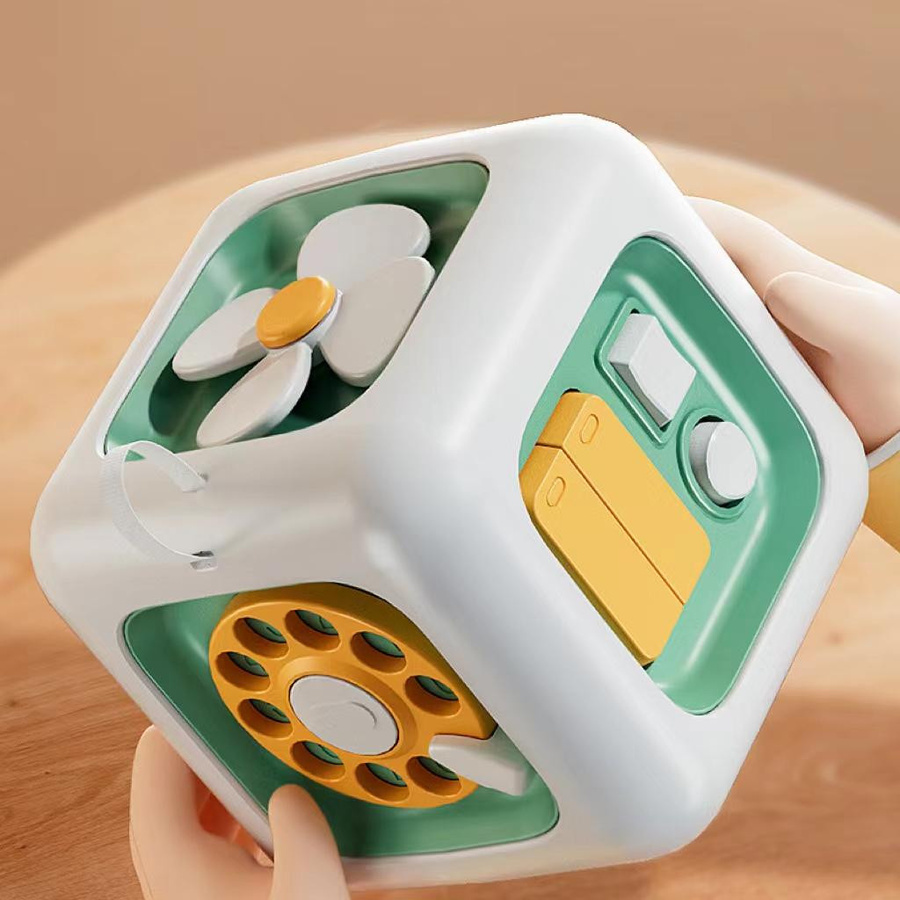 Linyi toy Montessori Würfel Sinnesspielset grün 6 in 1 0-3 Jahre - Bild 3