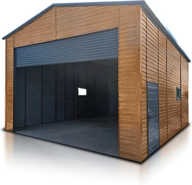Liderstal Halle Basic Carport aus Trapezprofilblech mit Rolltor und Seitengiebeln, B: 600 cm, T: 800 cm - Bild 1