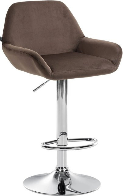 DELUKE Barhocker DUBLIN Barstuhl mit Lehne aus Samt in Braun mit Chromgestell - Bild 1