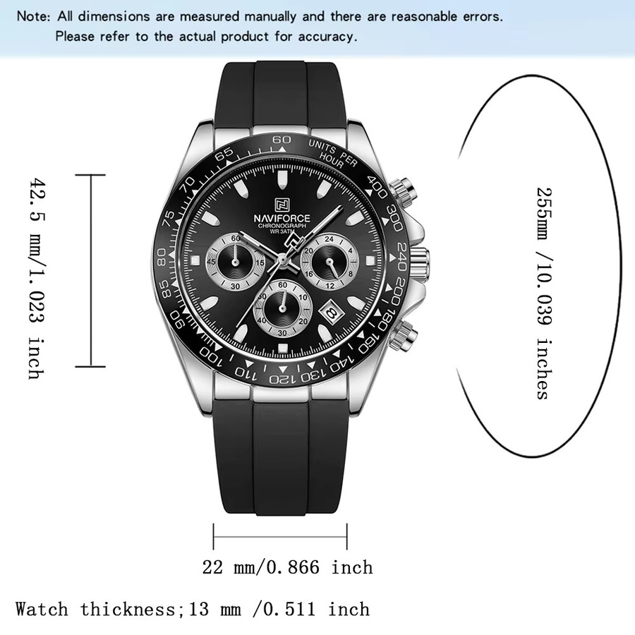 NAVIFORCE Armbanduhr Chronograph, Quarz, Silber, Silikonband, Herren - Bild 2