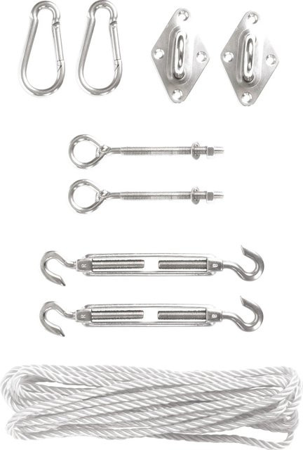 Perel GSSK2 Montagekit für Sonnensegel, Zelte und Abdeckplanen mit Spannern, Haken, Augbolzen, Deckaugen, Karabinerhaken und 5 m Nylon-Abspannleine - Bild 1