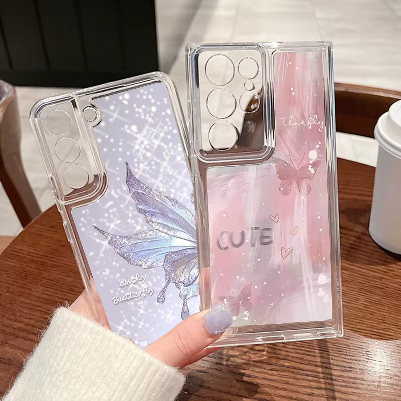 Transparente Schmetterlings-Silikonhülle für Samsung Galaxy S25 S24 S23 Ultra S22 Plus S24 FE A56 A55 A54 A36 A35 A34 A26 A15 A14 5G - Bild 3