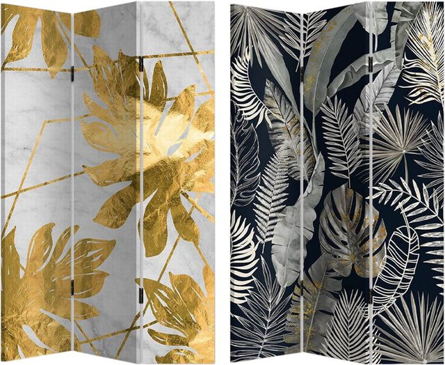 HTI-Living Paravent Leaves Modern in Gold und Silber - Bild 1