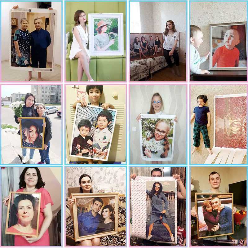 HUACAN Personalisiertes Diamantgemälde mit eigenem Foto als quadratisches Diamantmosaik zur Wohnzimmerdekoration - Bild 2