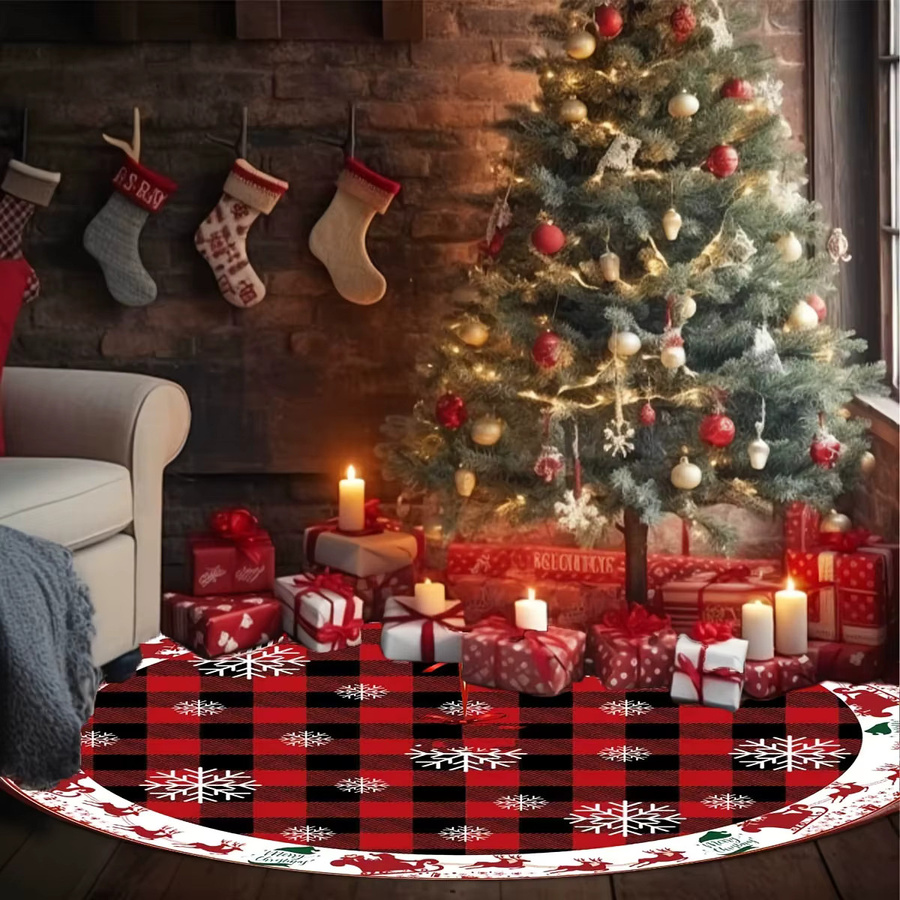 VIKAMA Weihnachtsbaumkleid in Rot mit Schneeflocken-Design für deine Weihnachtsdekoration - Bild 2