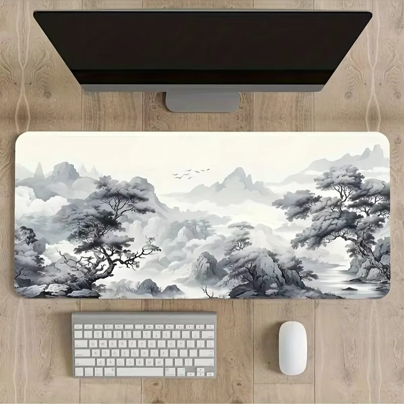 Extra großes Mauspad mit Tuschemalerei-Design in Multicolour, rutschfeste Gummiunterseite und waschbare Oberfläche für PC, Büro und eSports - Bild 3