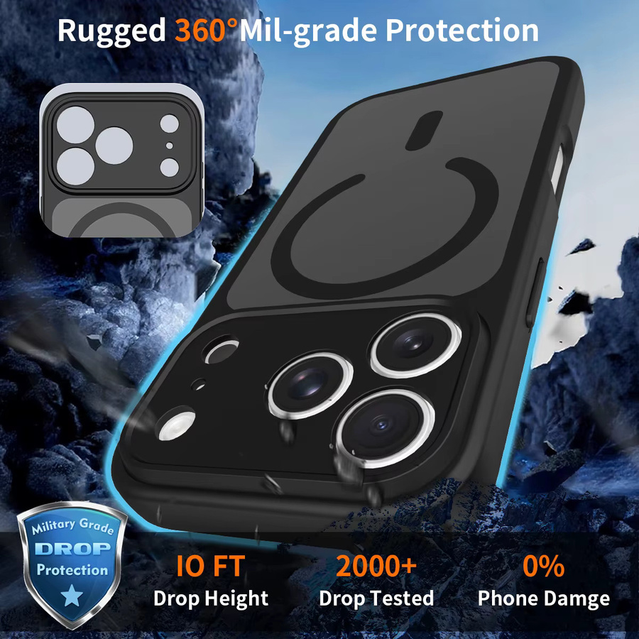 NYFundas Magnetische MagSafe Handyhülle mit Kameraschutz für iPhone 11 bis iPhone 17 Pro Max in Schwarz - Bild 3