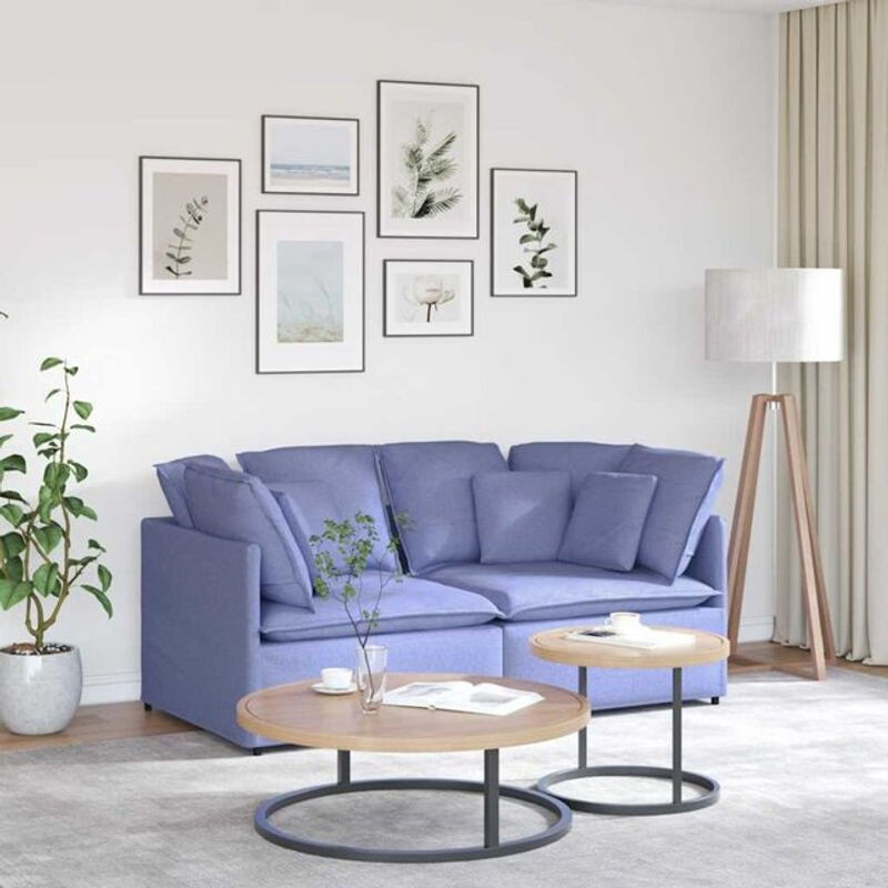 Modulares Modulsofa von vidaxl in Blau aus wendbarem Polyester-Stoff mit Kissen im modernen Design B: 200 cm, T: 100 cm, H: 64 cm - Bild 1