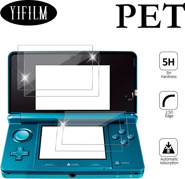 2er-Pack PET-Displayschutzfolie für Nintendo 3DS HD, transparent und wasserdicht - Bild 1