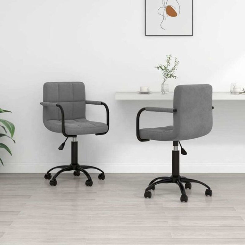 Vidaxl Esszimmerstühle 2er Set Polsterstühle aus Samt in Anthrazit und Grau mit Stahlgestell - Bild 1