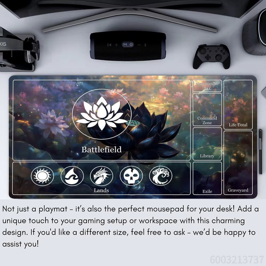 Magic Playmat Kartenspielmatte mit Zonen im Dark Lotus Design, rutschfeste Schreibtischunterlage und Mauspad, Multicolor - Bild 3