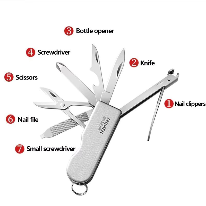 PLYS Mini-Multifunktions-Klappmesser aus Edelstahl mit Schere, Schraubendreher und Nagelknipser als EDC-Multitool - Bild 3