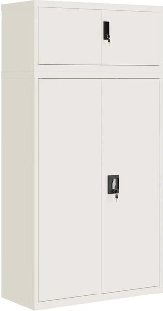 vidaXL Aktenschrank aus Stahl in Weiß mit Schloss und Regalböden B/T/H: 90 x 40 x 180 cm - Bild 1