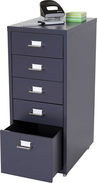MCW Rollcontainer Preston T851 Schubladenschrank aus Stahl in Dunkelgrau mit 5 Schubladen, B/T/H: 69 x 28 x 41 cm - Bild 1
