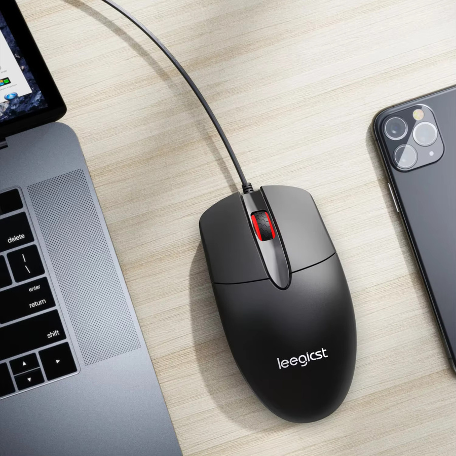 Ergonomische kabelgebundene optische Maus von leegicst in Schwarz für Heim, Büro und Desktop-Computer - Bild 6