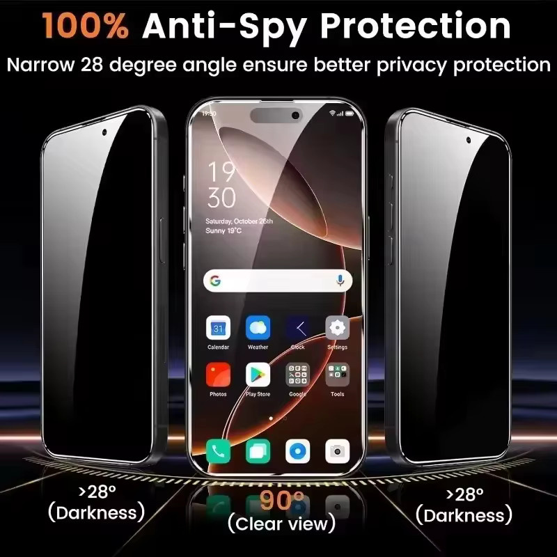 Anti-Spionage Displayschutzfolie aus gehärtetem Glas für Xiaomi Poco X7 Pro X6 M7 M6 Pro X5 X4 X3 F7 F6 F5 F3 M5 M4 M3 M2 C65 C75, staubfrei, transparent - Bild 2