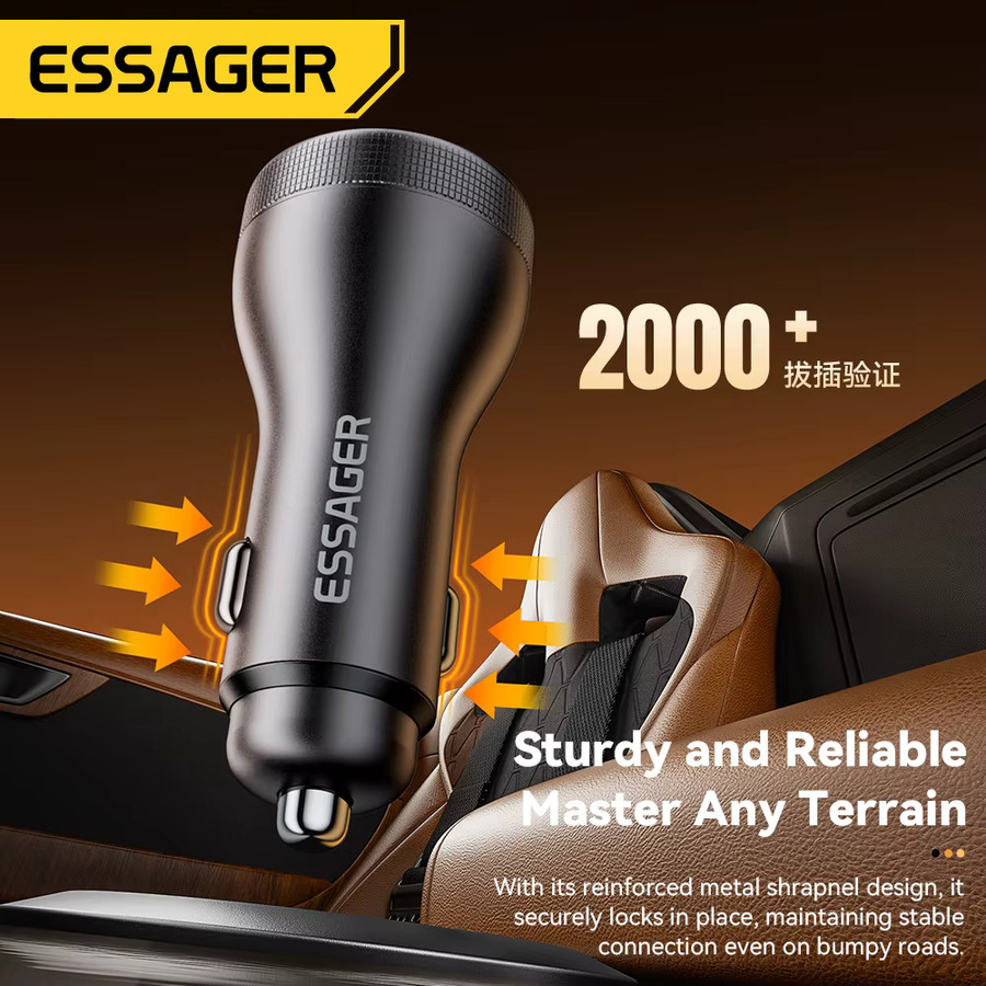 Essager 100W Auto-Ladegerät mit USB-C PD 45W Schnellladung in Schwarz - Bild 4