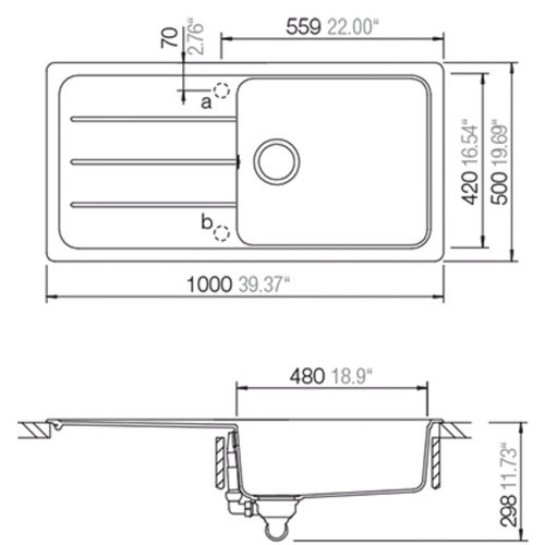 SCHOCK Küchenspüle Formhaus D-100L Onyx aus Granit Komposit in Schwarz B: 100 cm, T: 50 cm - Bild 2