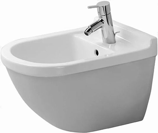 Duravit Wand-Bidet Starck 3 in Weiß mit Überlauf und 1 Hahnloch sowie Durafix, Breite: 54 cm