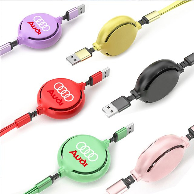 QUATTRO 3-in-1 Schnellladekabel für Audi in Lila mit USB-A Anschluss - Bild 1