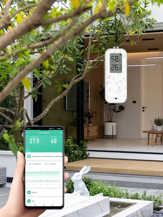 Tuya Smart Temperatur- und Feuchtigkeitssensor für den Außenbereich mit WiFi/Zigbee, IP65 wasserdicht, Farbe: Weiß, kompatibel mit Alexa und Google Home - Bild 4