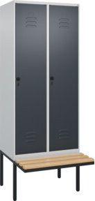 C+P Spind Classic PLUS Garderobenschrank mit Sitzbank, 2 Abteile, Anthrazitgrau, B/T/H: 212 x 80 x 81,5 cm - Bild 1