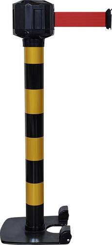 VISO Gurtabsperrpfosten LO3 in Gelb, selbstständig stehend, Gurtlänge 10m, Durchmesser: 8 cm, Höhe: 99 cm - Bild 1