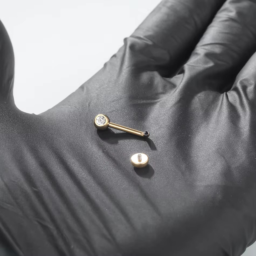 Xpircn Piercing, Titan, Gold Farbe, Zirkon, Unisex, 14G - Bild 2