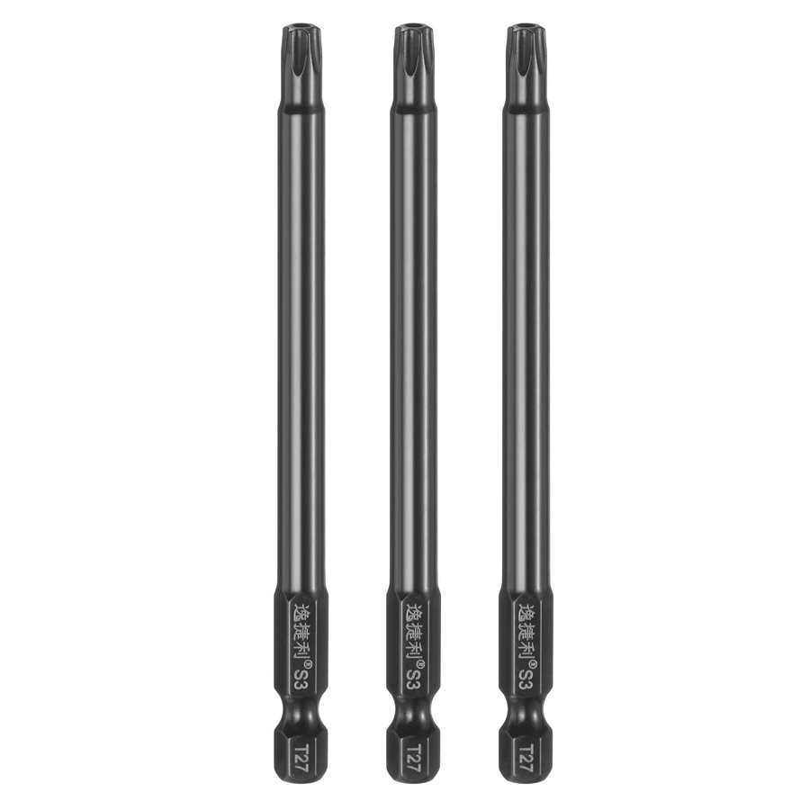 UXCELL 3er-Set Magnetische Torx-Schraubendreher-Bits mit 1/4 Zoll Sechskantschaft in Schwarz - Bild 2