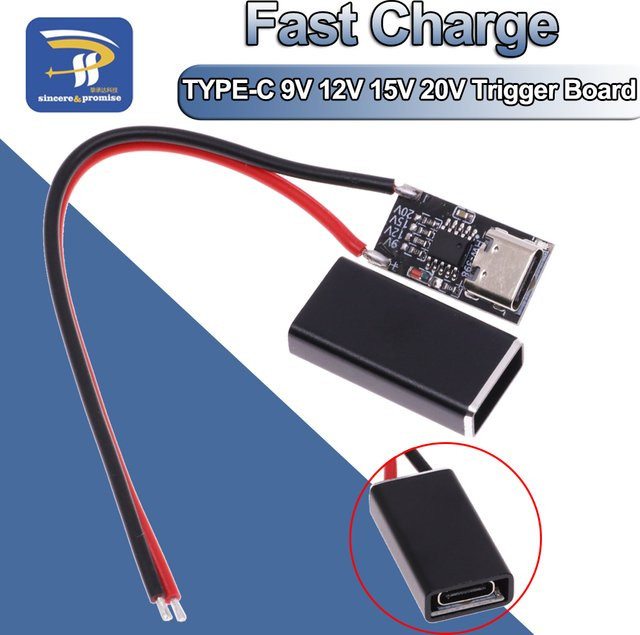 USB Typ-C PD/QC Decoy Trigger Modul für Schnellladung, 5A Boost Modul in Schwarz - Bild 1