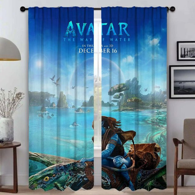 Avatar Verdunkelungsvorhänge 2er-Set für Wohnzimmer und Schlafzimmer, Blau, B: 50 cm, H: 70 cm - Bild 1