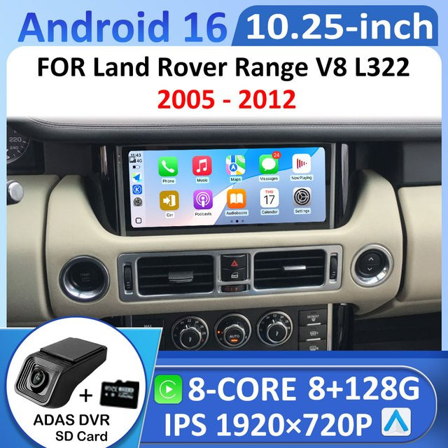 LIARO-NAVI Android Auto Autoradio mit Carplay, Bluetooth und WIFI für Land Rover Range Rover V8 L322 2005 - 2012, 1920x720P IPS Touchscreen, Schwarz - Bild 1