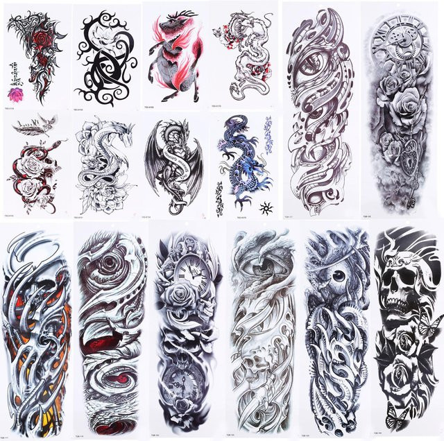 Koogeelife Tattoo-Aufkleber, temporär, wasserdicht, grau, 16 Stück, Unisex - Bild 1