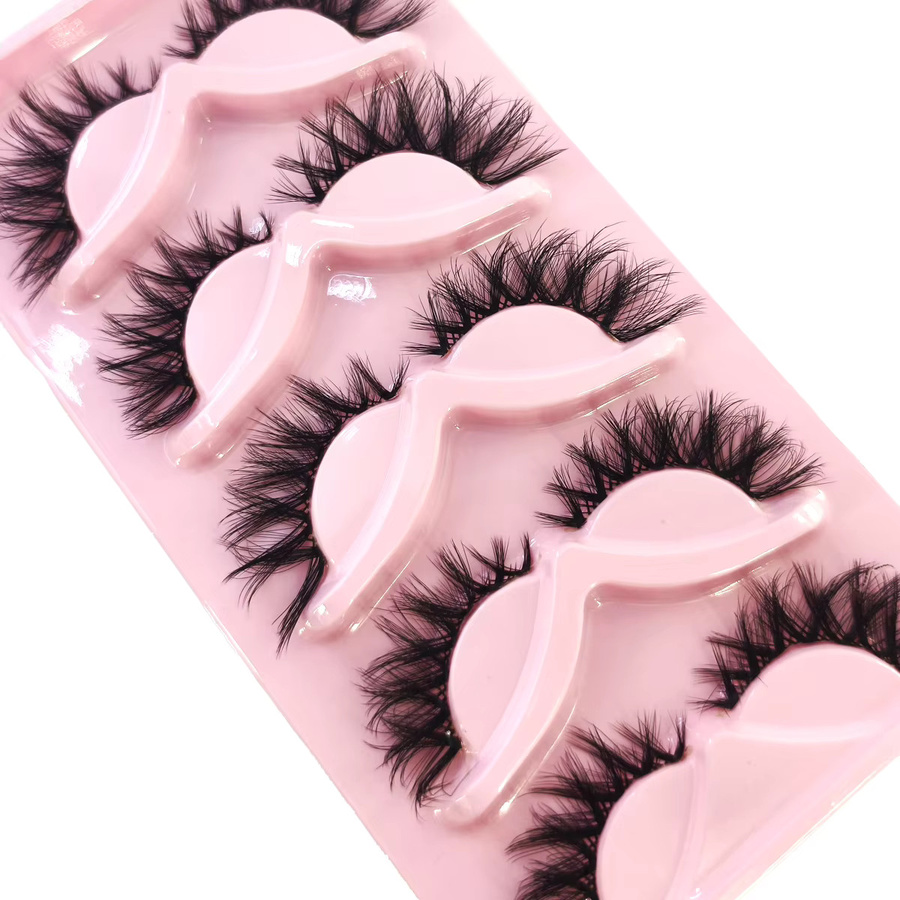 AMSDCN Falsche Wimpern Cat Eye, 5 Paare, Natürlich, Unisex - Bild 2