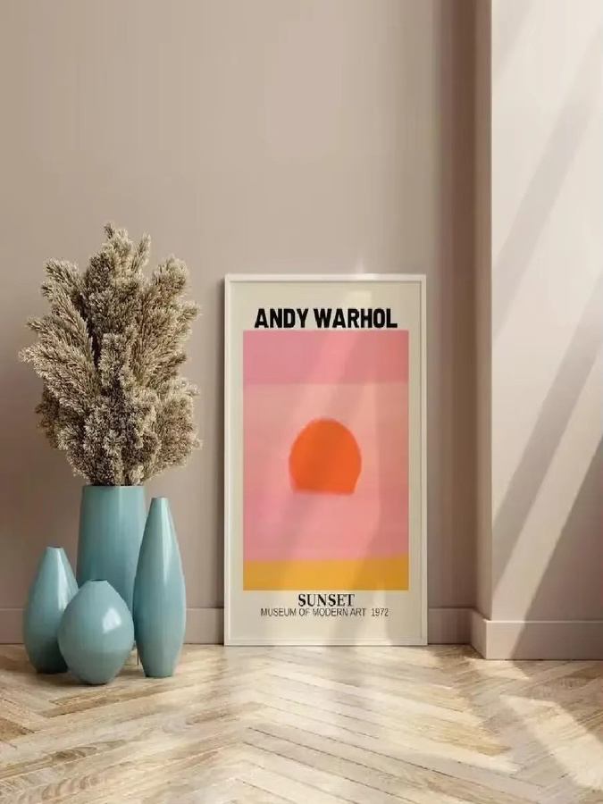 Potdemiel Andy Warhol Pop Art Leinwandbild Sonnenuntergang Wandkunst Abstract Multicolour - Bild 2