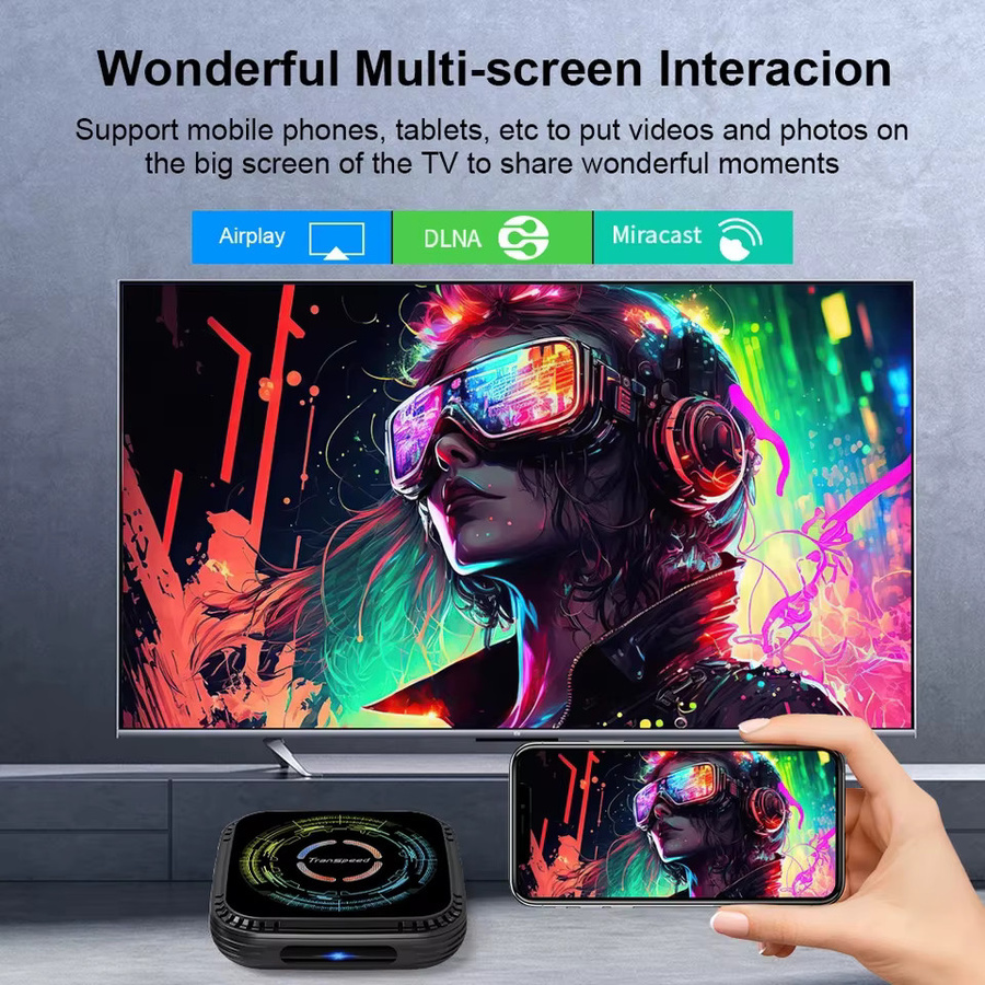 Transpeed Android 14 TV Box mit Allwinner H728 Octa-Core, 8K HDR10+, Dual WiFi6 und Bluetooth 5.0, Schwarz - Bild 3